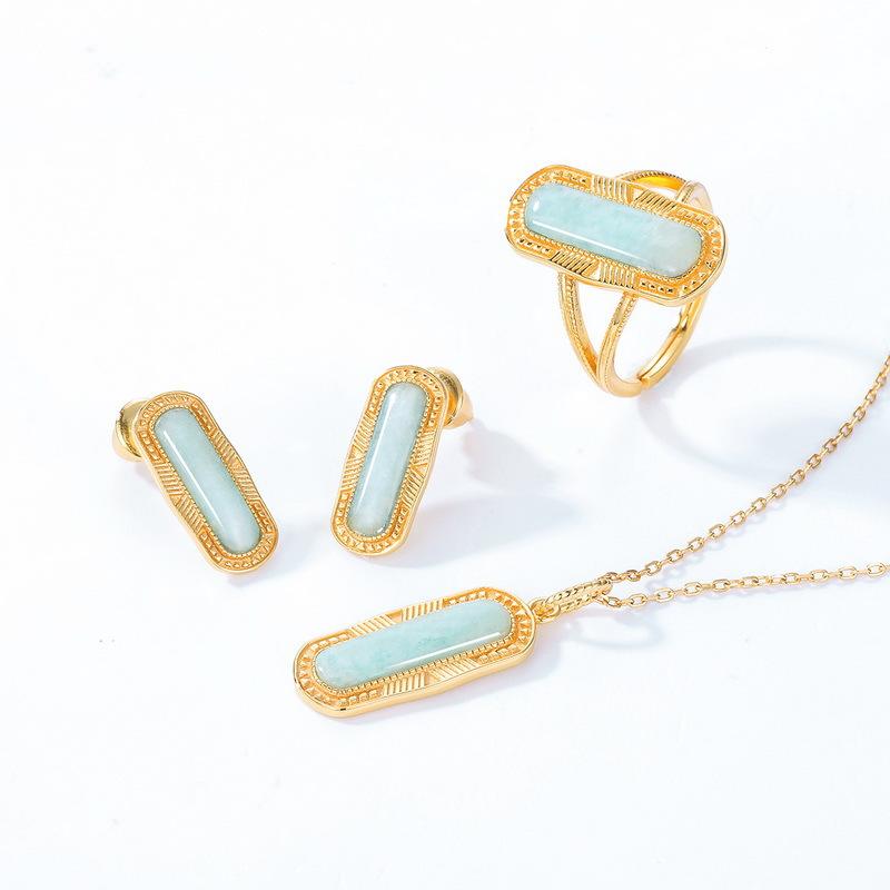 Quiet Balance-Amazonite Gold-Plated 925 Silver Jewelry Set