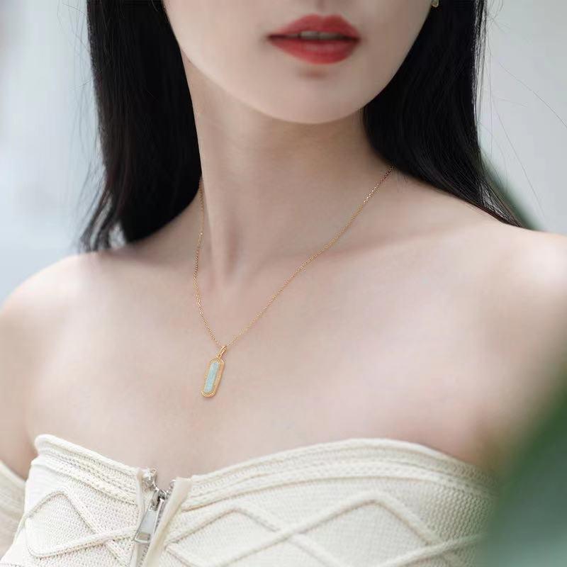 Peace Shield Jade Gold Plated Pendant Necklace