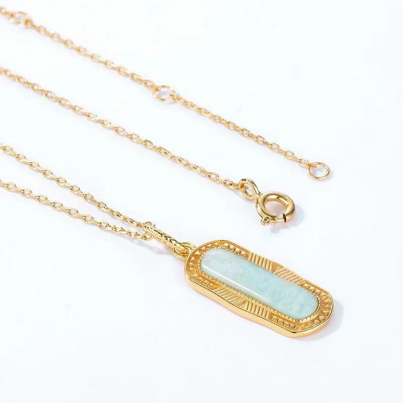 Peace Shield Jade Gold Plated Pendant Necklace