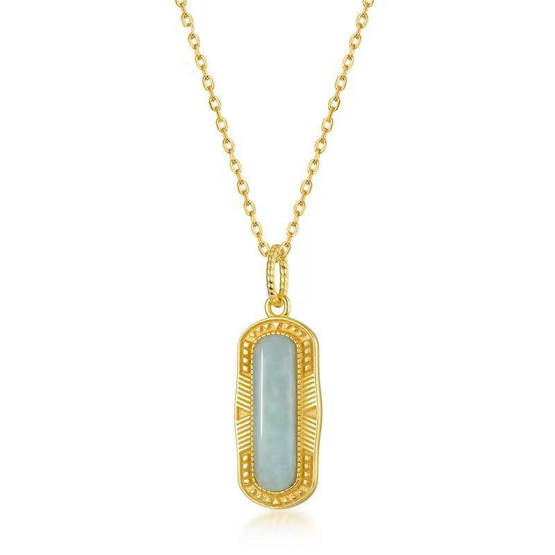 Peace Shield Jade Gold Plated Pendant Necklace
