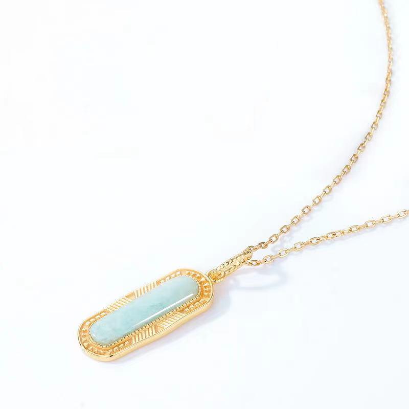 Peace Shield Jade Gold Plated Pendant Necklace