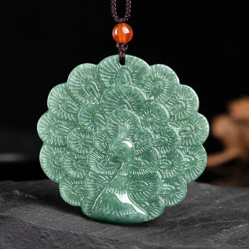 Peacock Grade A White Jade Pendant