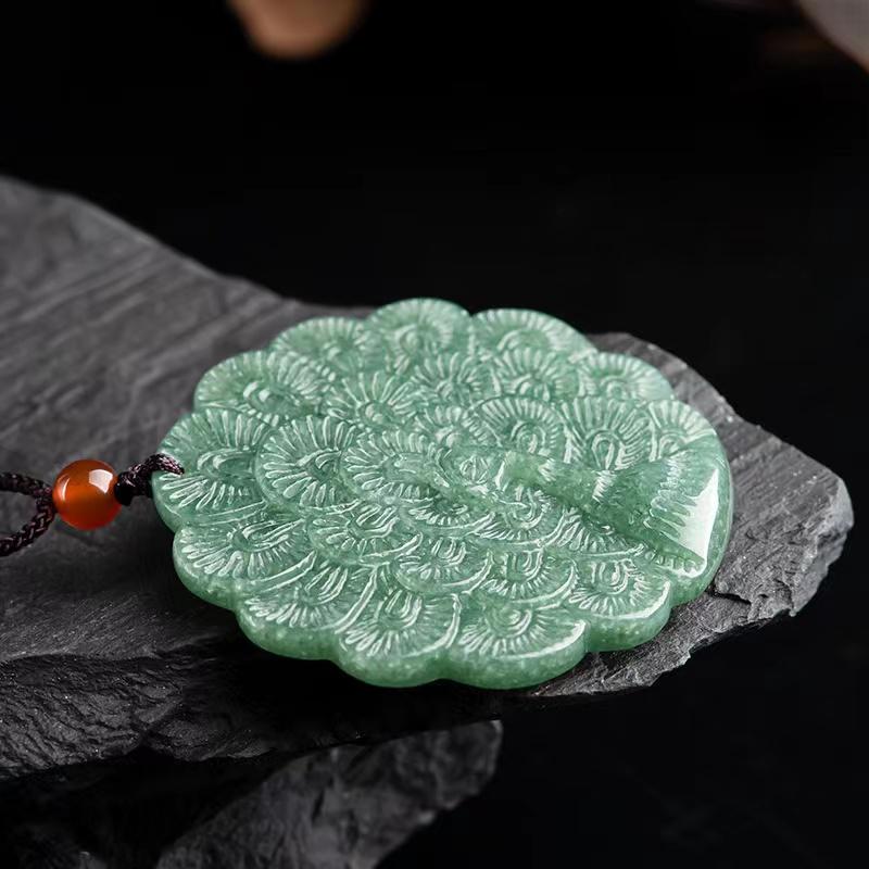 Peacock Grade A White Jade Pendant