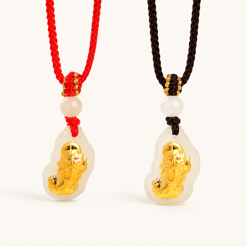 18K Gold-Plated Pixiu Nephrite Jade Pendant-Quiet Resolve