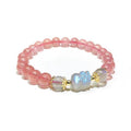 Gentle Heart-Strawberry Quartz Bracelet with Iridescent Pixiu