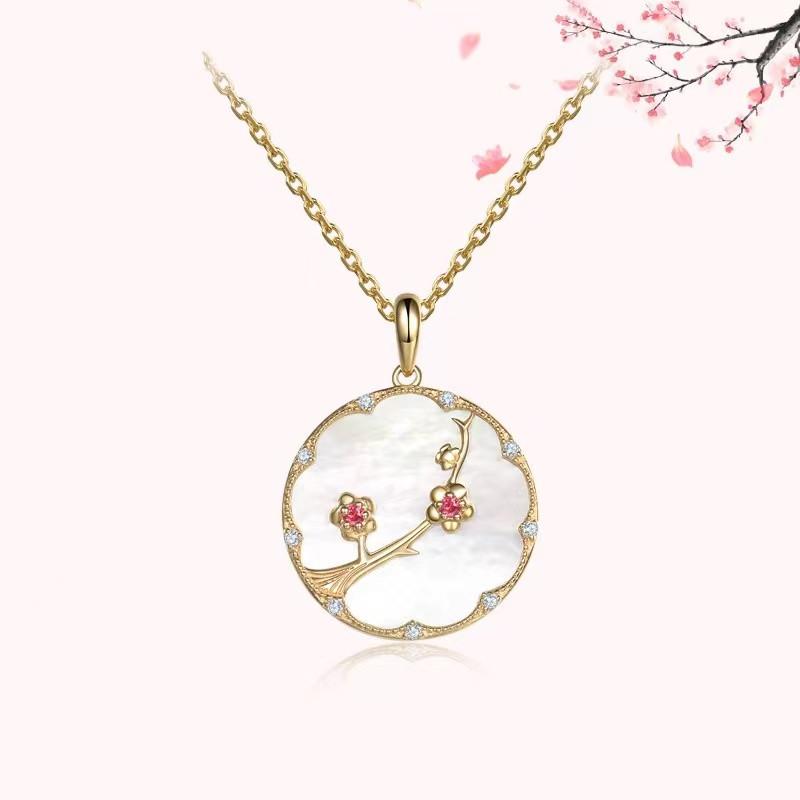 Plum Flower Pearl Wealth Pendant Necklace