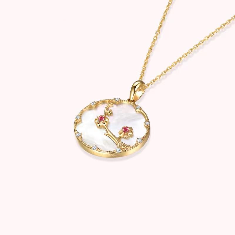Plum Flower Pearl Wealth Pendant Necklace