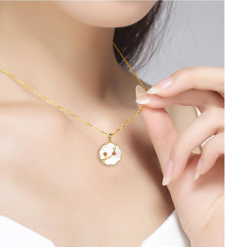 Plum Flower Pearl Wealth Pendant Necklace