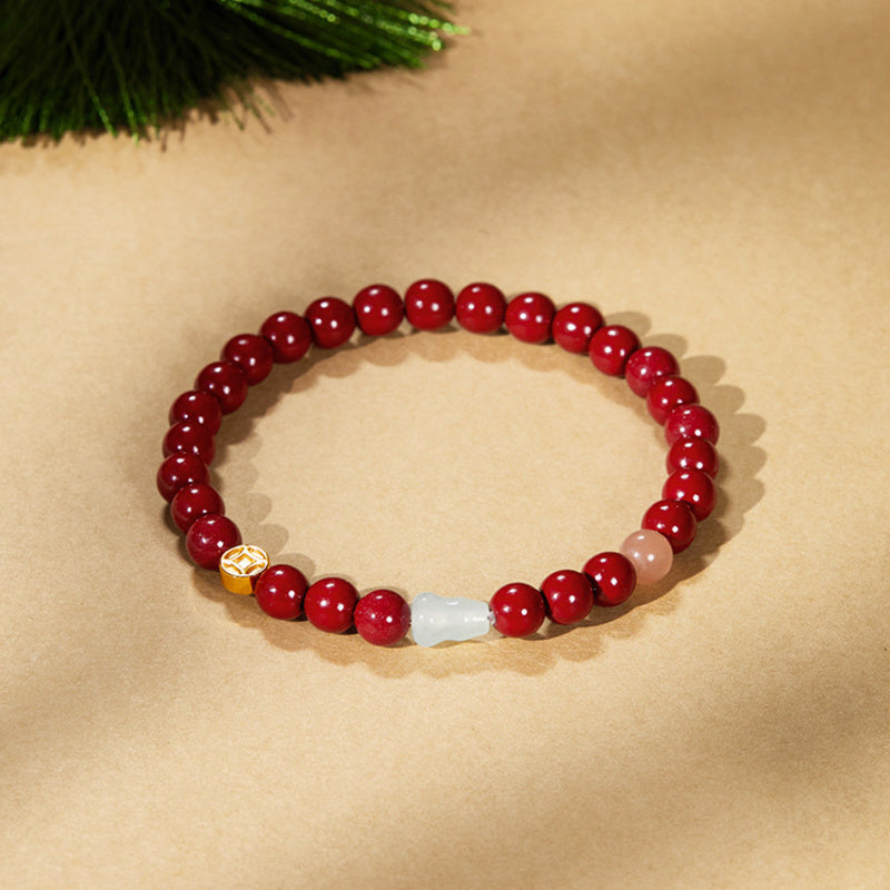 Quartzite Gourd Purple Gold Sand Bracelet-Dual Blessings