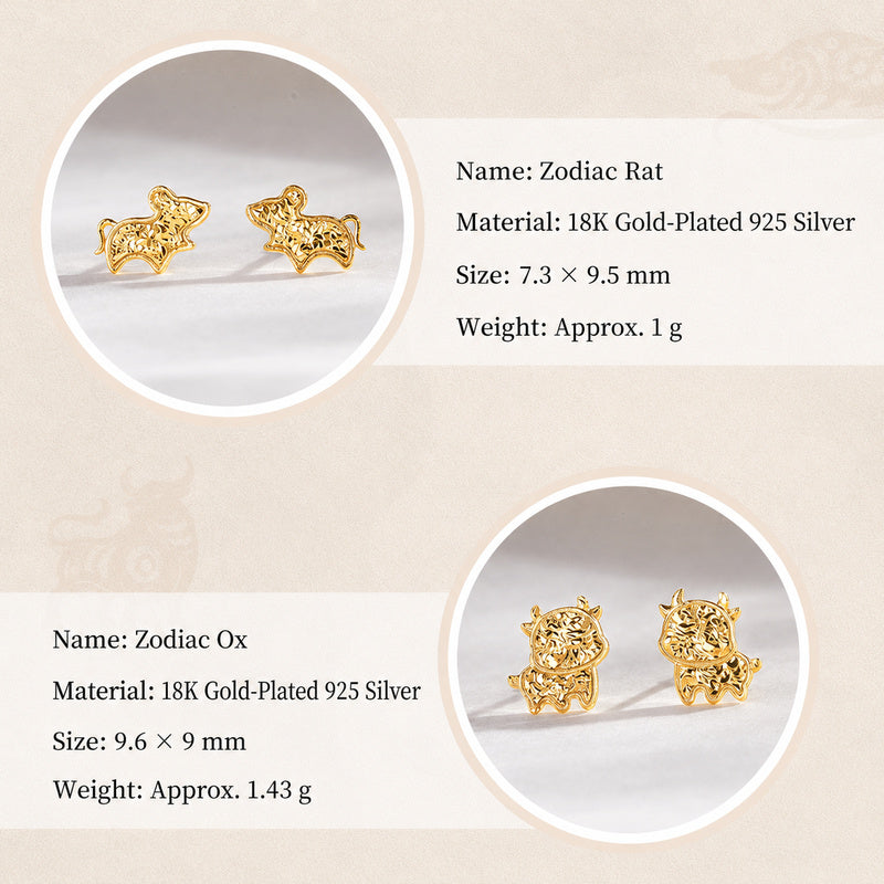 18K Gold-Plated 925 Silver Zodiac Stud Earrings-Your Sign. Your Story