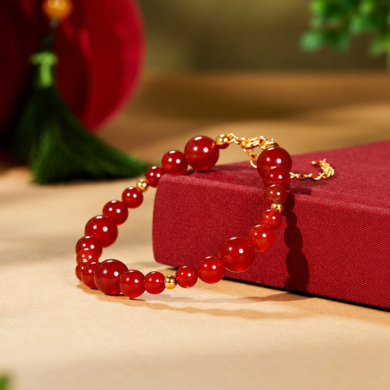 Red Agate 925 Silver Bracelet-Good Fortune