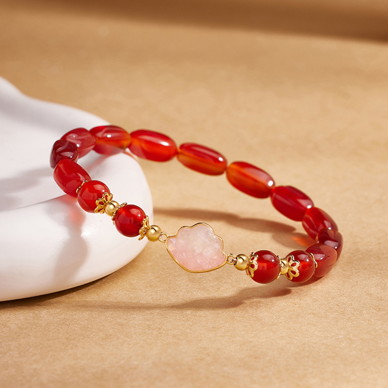 Crimson Poise-Red Agate Cloud S925 Silver Bracelet