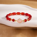 Crimson Poise-Red Agate Cloud S925 Silver Bracelet