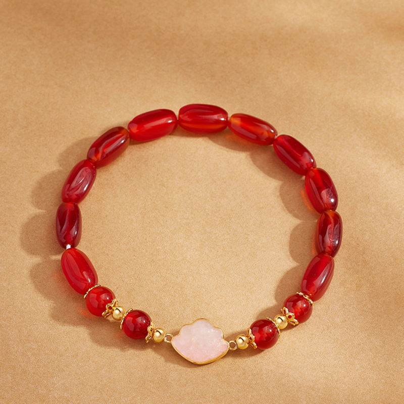 Crimson Poise-Red Agate Cloud S925 Silver Bracelet