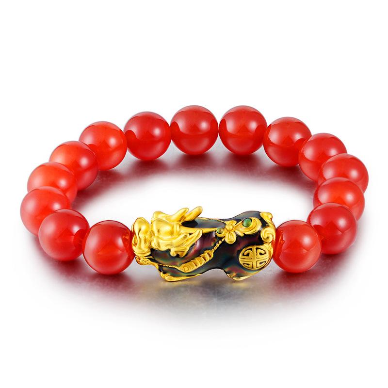 Red Agate Color Changing Pixiu Lucky Bracelet