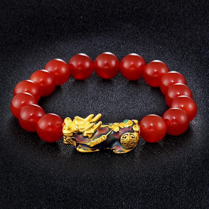 Red Agate Color Changing Pixiu Lucky Bracelet