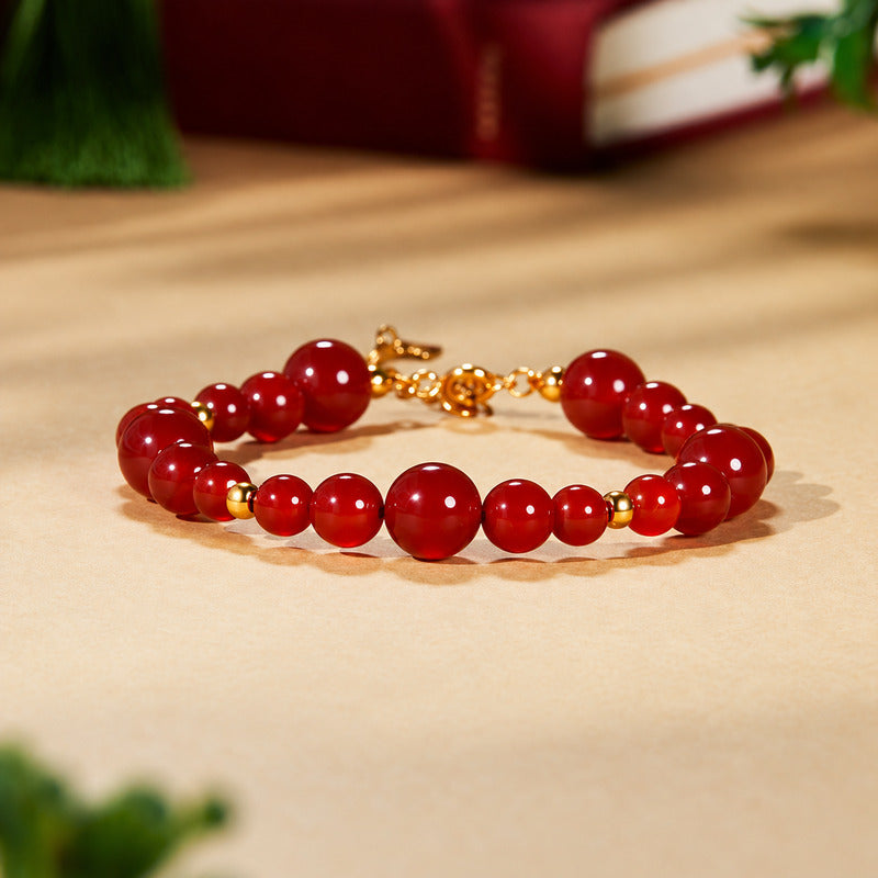 Red Agate 925 Silver Bracelet-Good Fortune