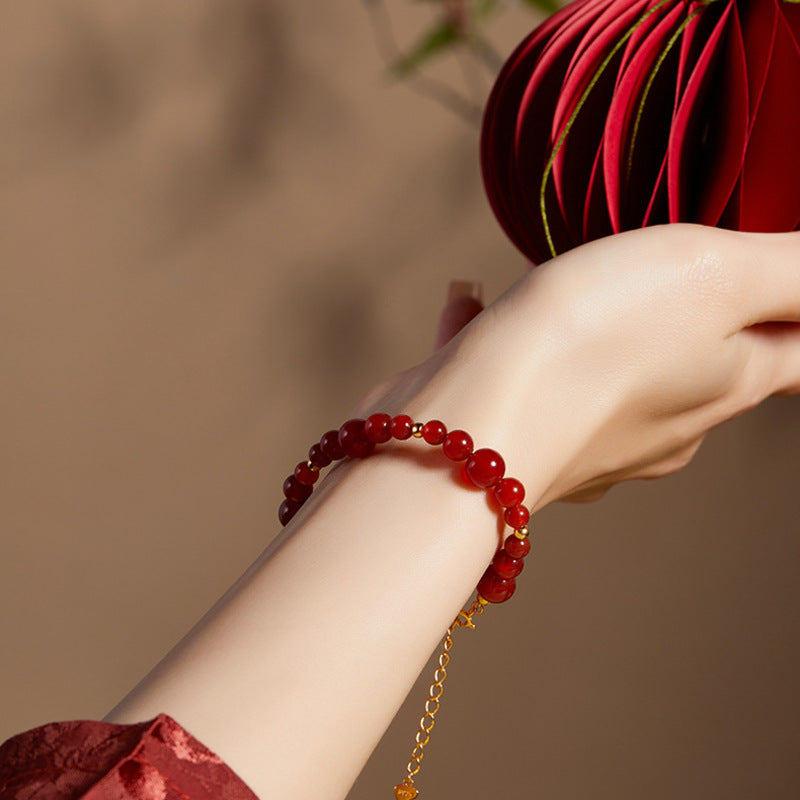 Red Agate 925 Silver Bracelet-Good Fortune