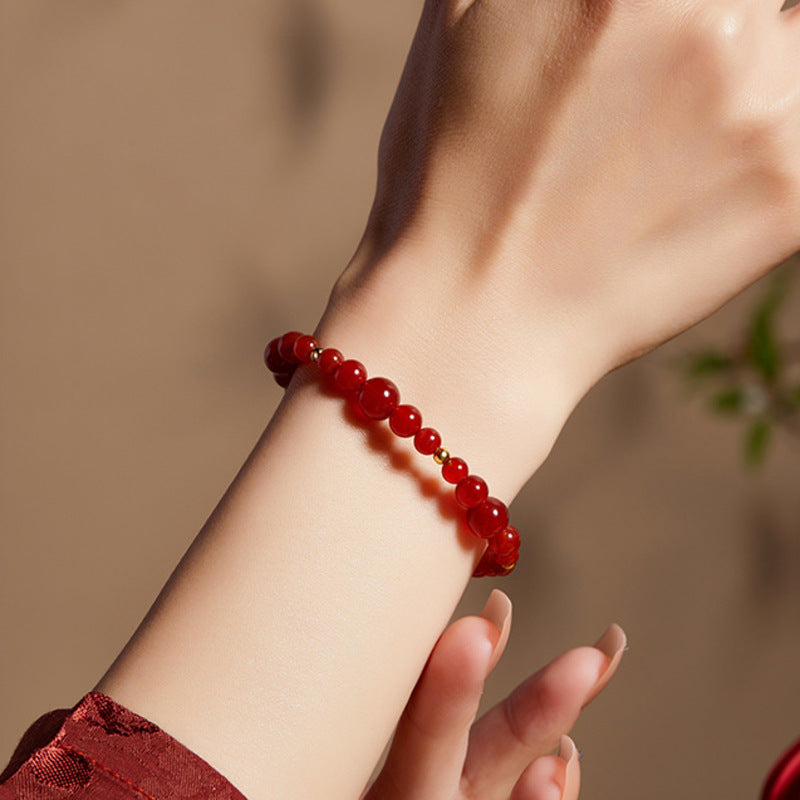 Red Agate 925 Silver Bracelet-Good Fortune