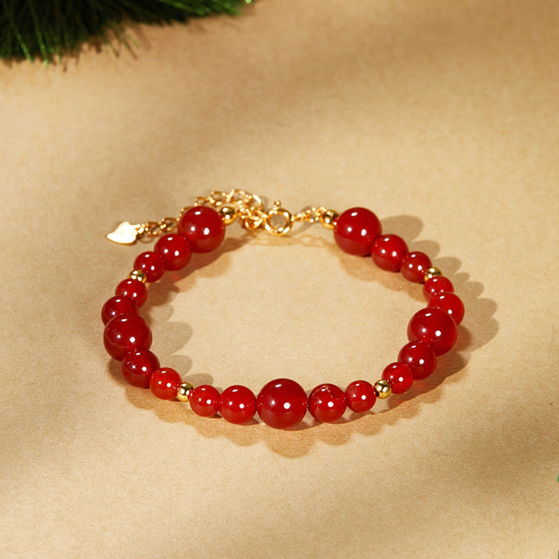 Red Agate 925 Silver Bracelet-Good Fortune