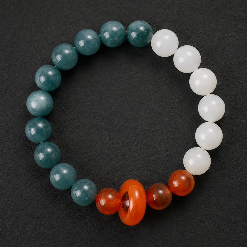 Red Agate Sliding Donut Jade Bracelet-Circles of Calm