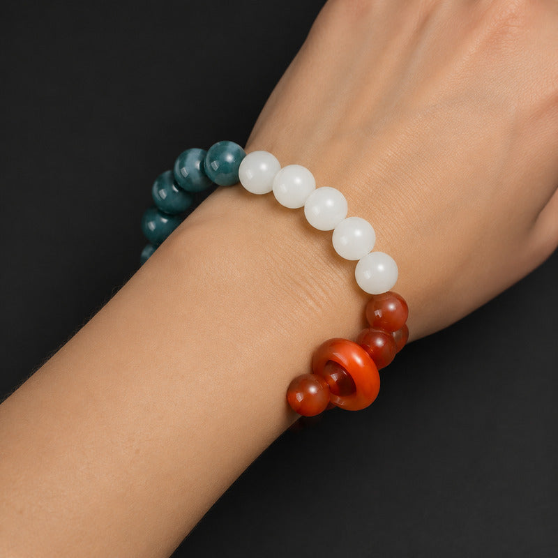 Red Agate Sliding Donut Jade Bracelet-Circles of Calm