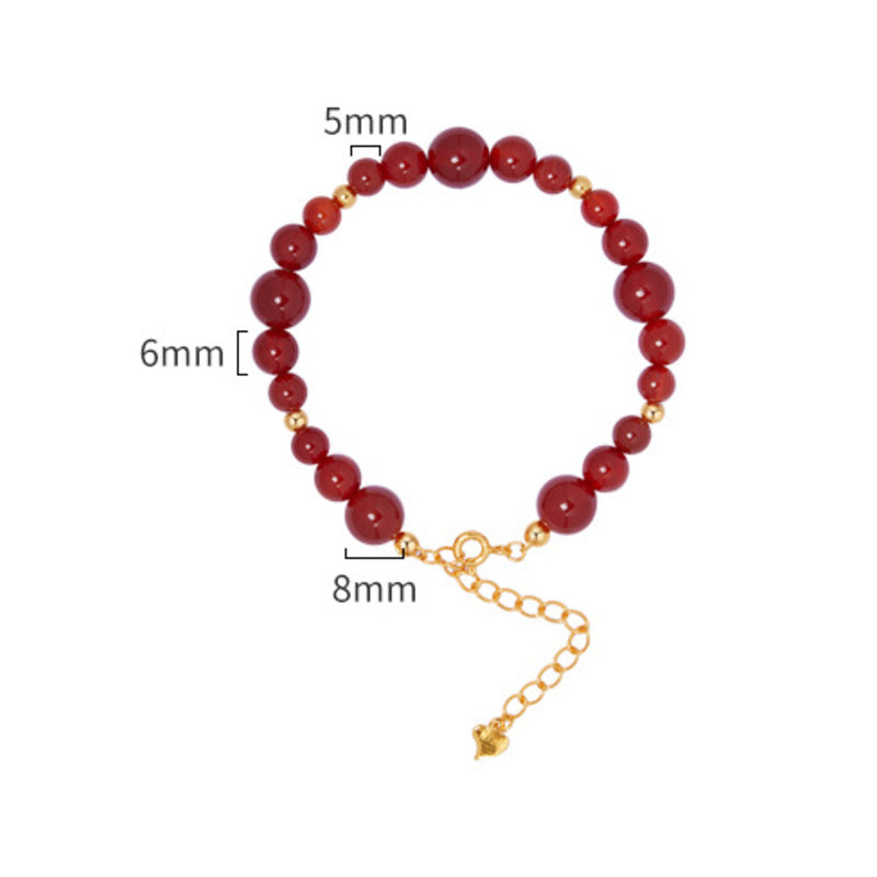 Red Agate 925 Silver Bracelet-Good Fortune