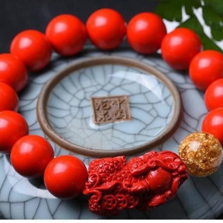 Red Cinnabar Double Pixiu Protection Bracelet(Dragon's Blood)