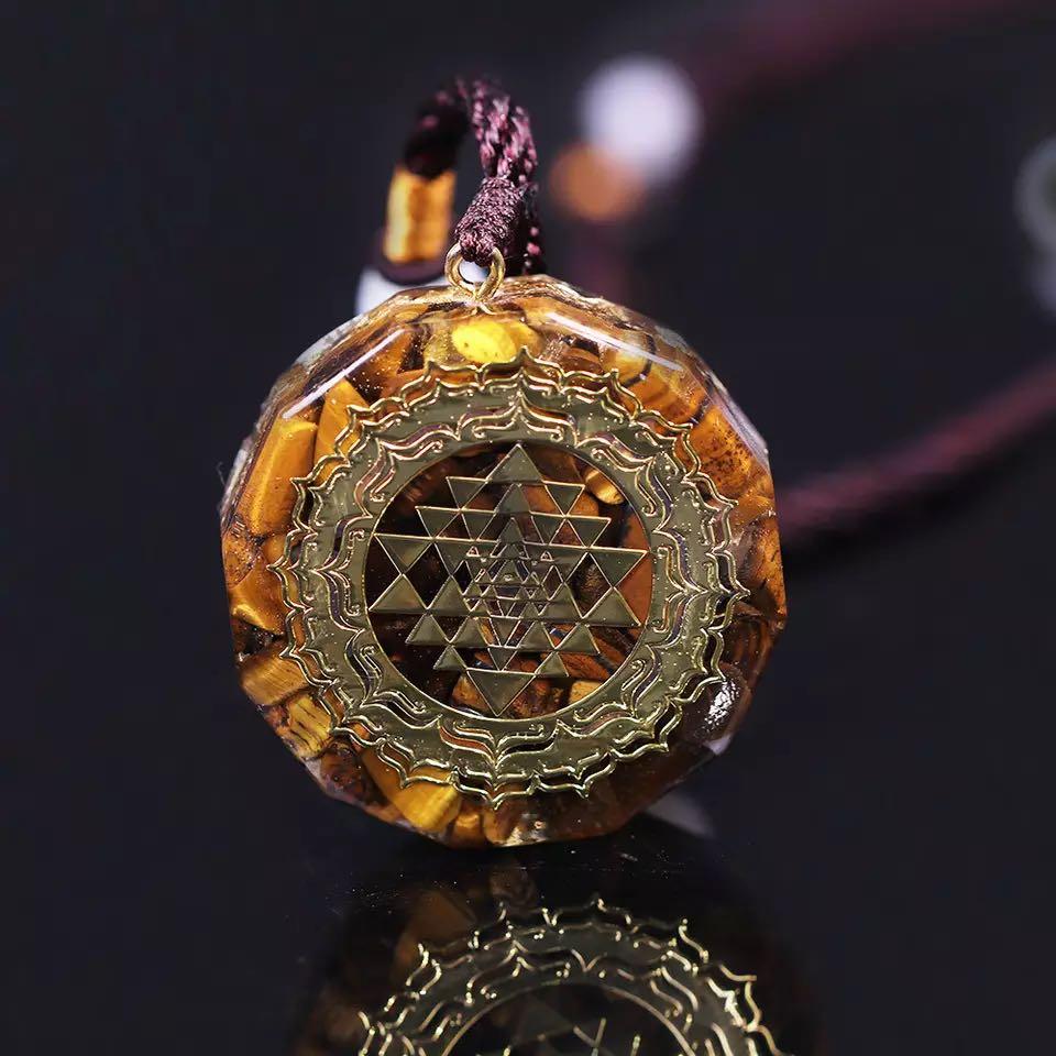 Reiki Yellow Tiger Eye Chakra Healing Energy Pendant