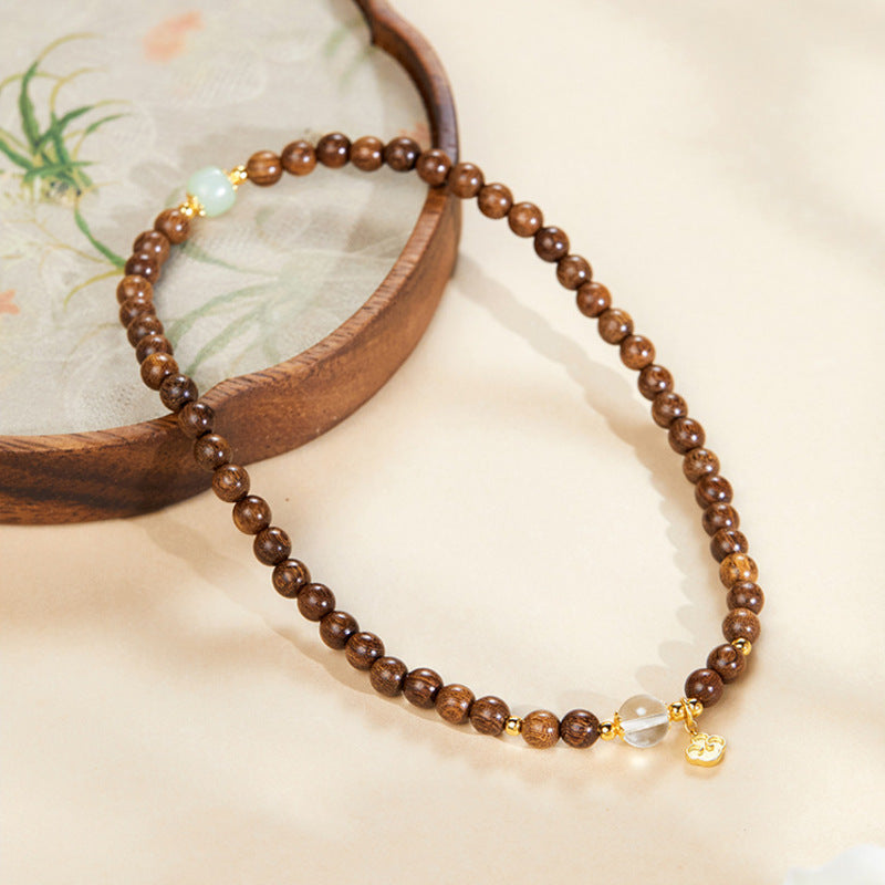 Gentle Wishes-Silver Ruyi Sandalwood Double-Wrap Bracelet