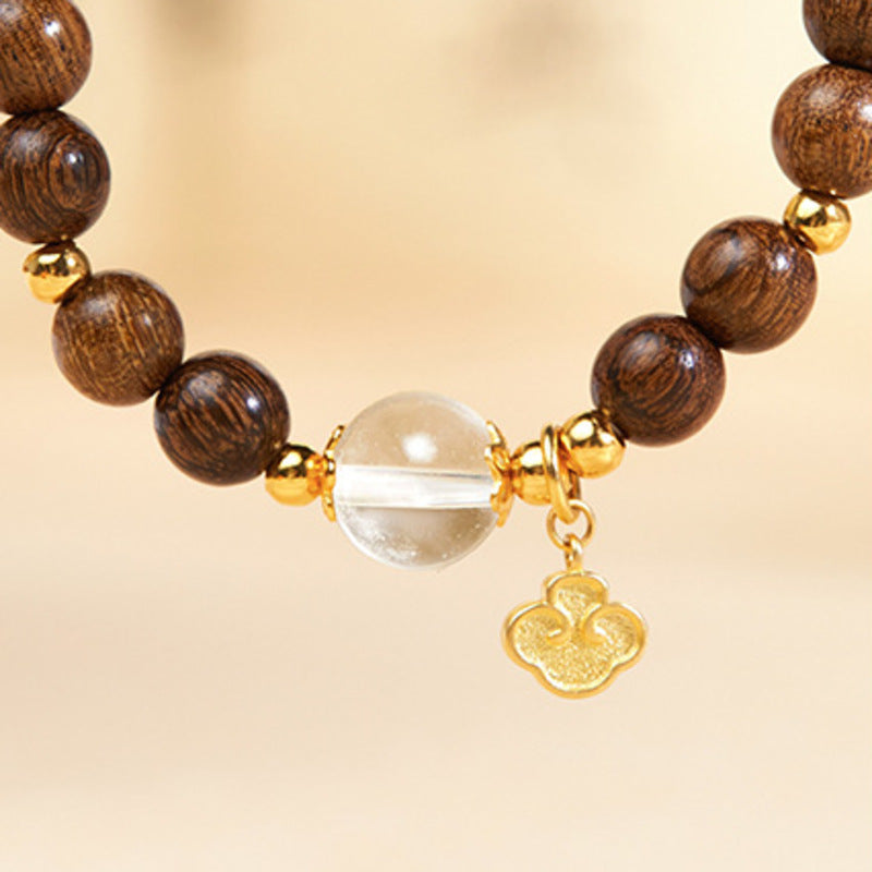 Gentle Wishes-Silver Ruyi Sandalwood Double-Wrap Bracelet
