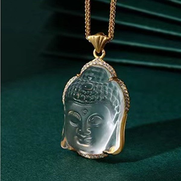 Shakyamuni Buddha Head White Crystal Pendant