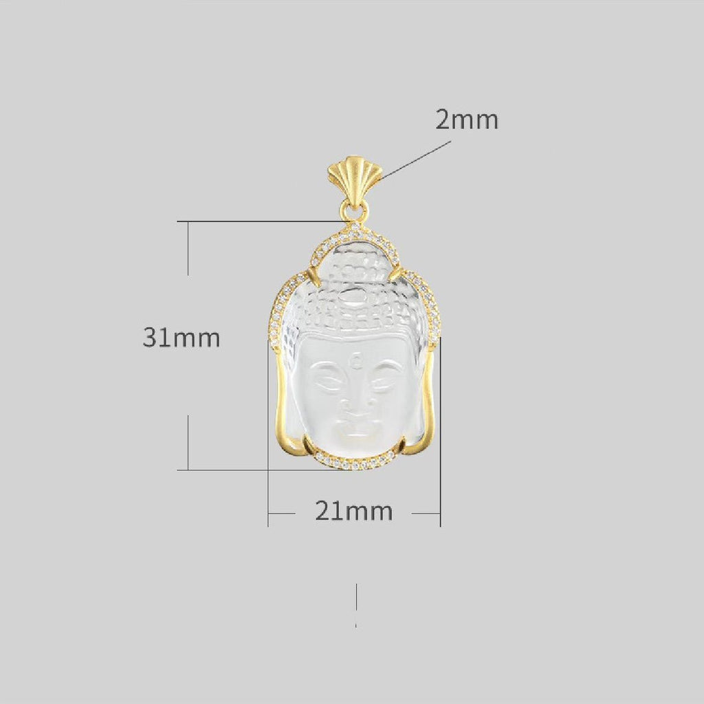 Shakyamuni Buddha Head White Crystal Pendant
