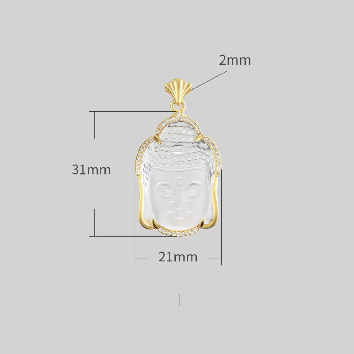 Shakyamuni Buddha Head White Crystal Pendant