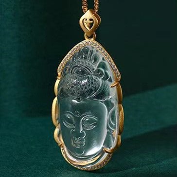 Shakyamuni Buddha Head White Crystal Pendant-New Edition