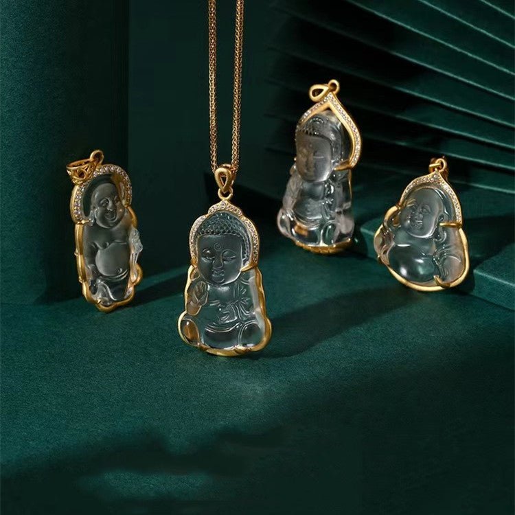 Shakyamuni Buddha Head White Crystal Pendant-New Edition