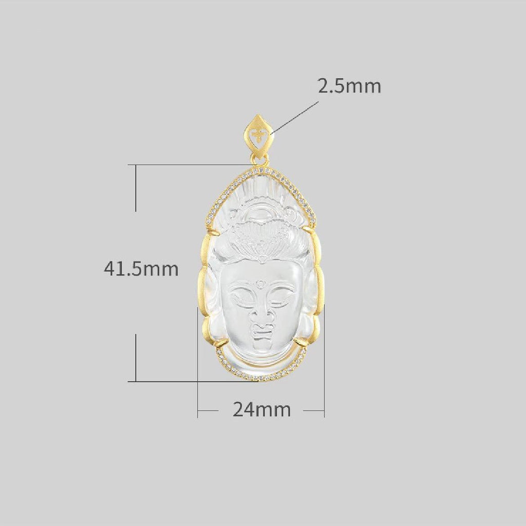 Shakyamuni Buddha Head White Crystal Pendant-New Edition