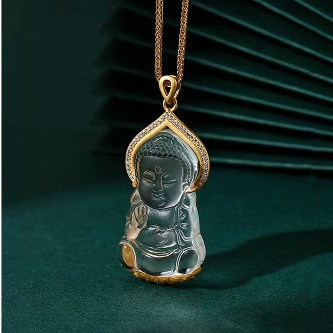 Shakyamuni Buddha White Crystal Necklace