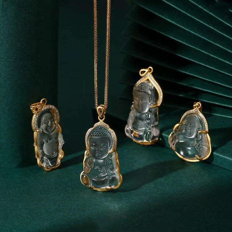 Shakyamuni Buddha White Crystal Pendant