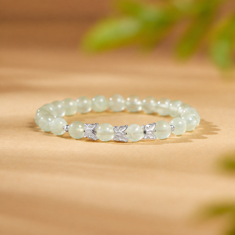 Silver Butterfly Prehnite Bracelet-Beautiful Wishes