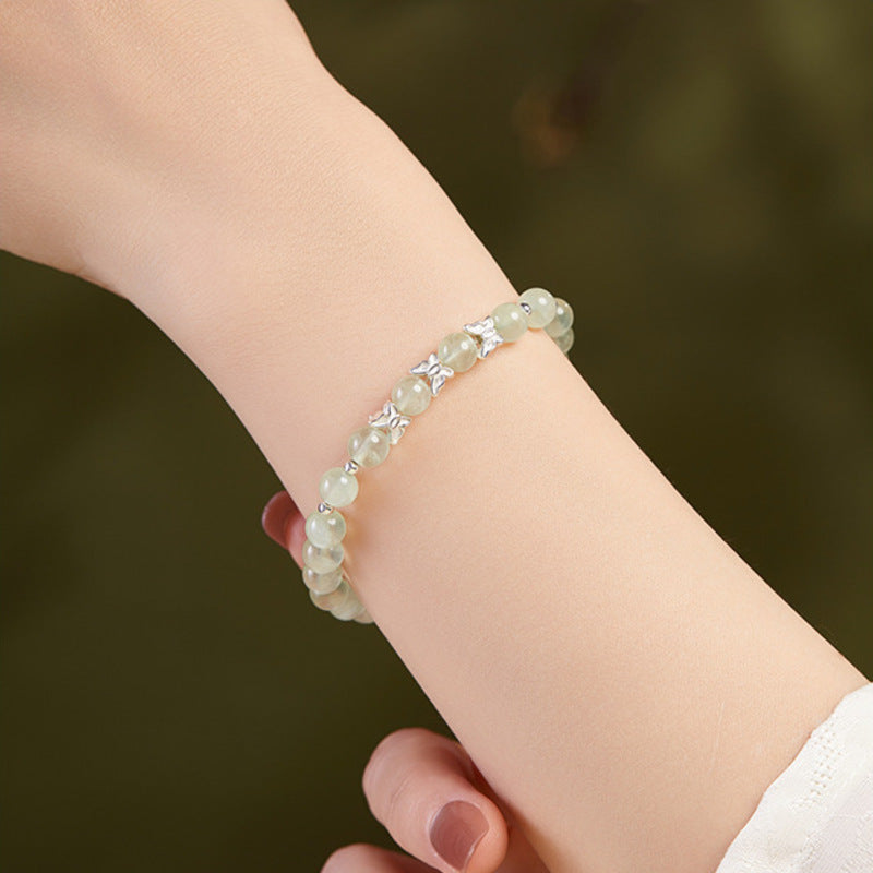 Silver Butterfly Prehnite Bracelet-Beautiful Wishes