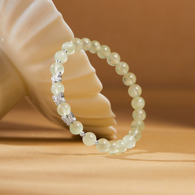Silver Butterfly Prehnite Bracelet-Beautiful Wishes