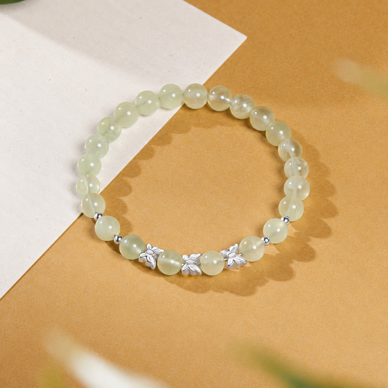 Silver Butterfly Prehnite Bracelet-Beautiful Wishes