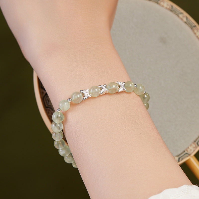Silver Butterfly Prehnite Bracelet-Beautiful Wishes