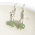 Bamboo Leaf Green Jade Drop Earrings ¨C Gentle Harmony in 925 Sterling Silver