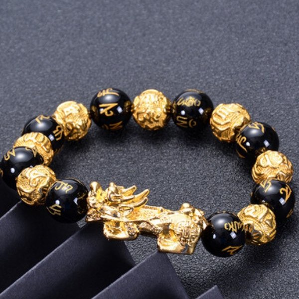 Six True Words Gold Pixiu Mantra Protection Bracelet