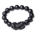 Six Words Pixiu Wealth Mantra Obsidian Bracelet