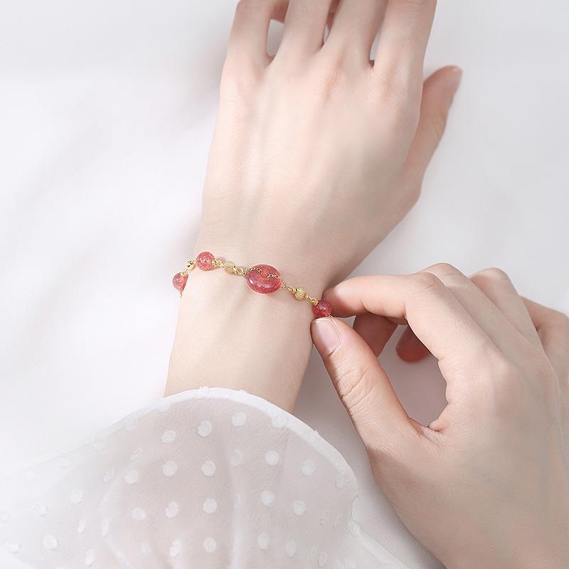 Strawberry Crystal Auspicious Knot Lucky Bracelet