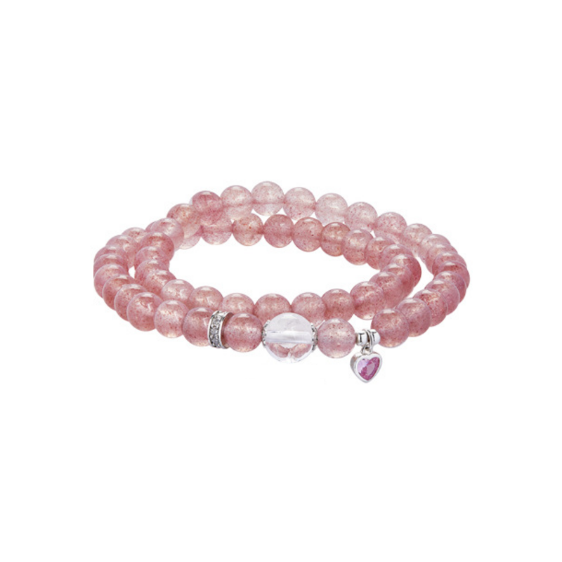 Strawberry Crystal Heart Double-Wrap Bracelet-Sweet Dreams