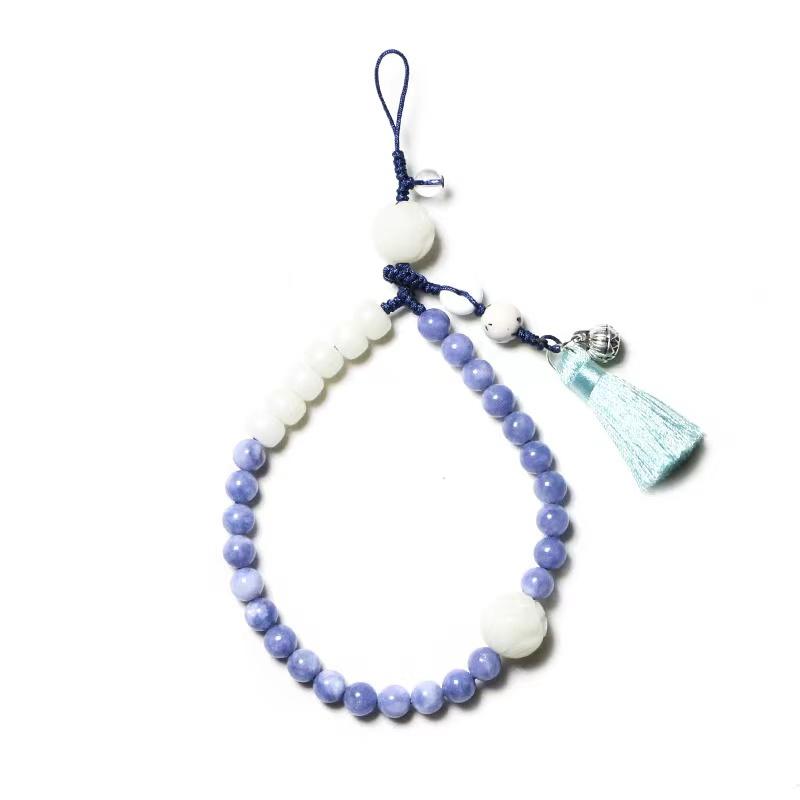 Strawburry Crystal Bodhi Beads Lotus Lucky Bracelet Cell Phone Chain